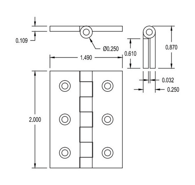 brass hinges drawing