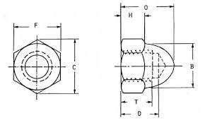 brass cap acorn dome nuts drawing