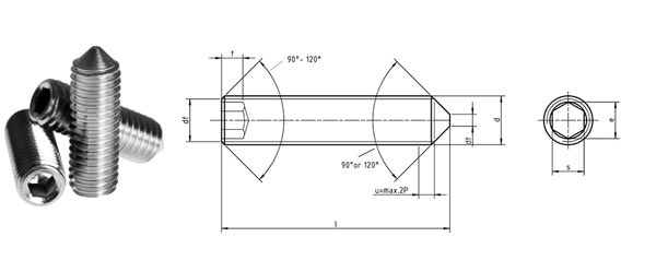 brass grub screws drwaing